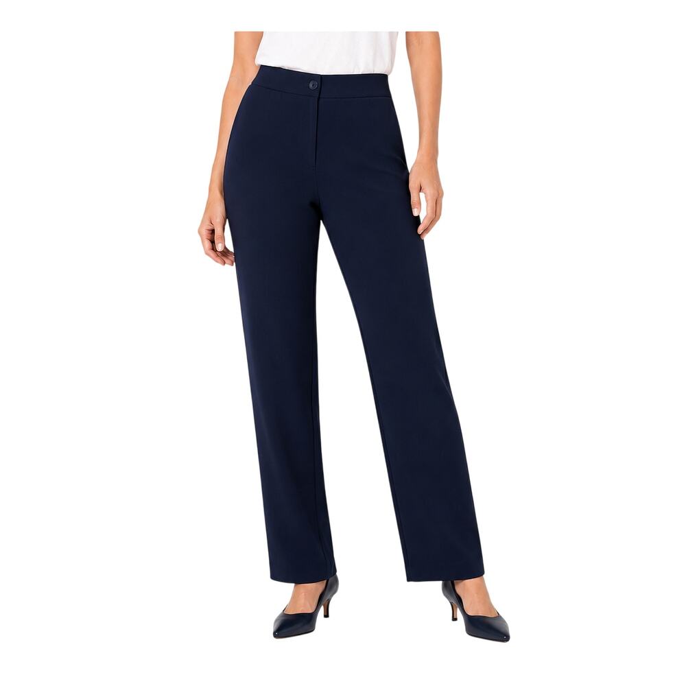 Belle by Kim Gravel TripleLuxe Twill Pants 8T Black Tall Straight Stretch NWOT